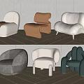 Modern Single Sofa Cream Single Sofa 3d model