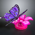 Colorful Purple Butterfly Decor on Pink Flower with Polka Dot Base