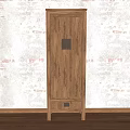 Wooden Hallway Side Cabinet With Double Doors Black Square Accent Bottom Drawer Textured Wall