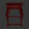 Red Classic Wooden Nightstand Furniture With Drawer And Two Shelves Design