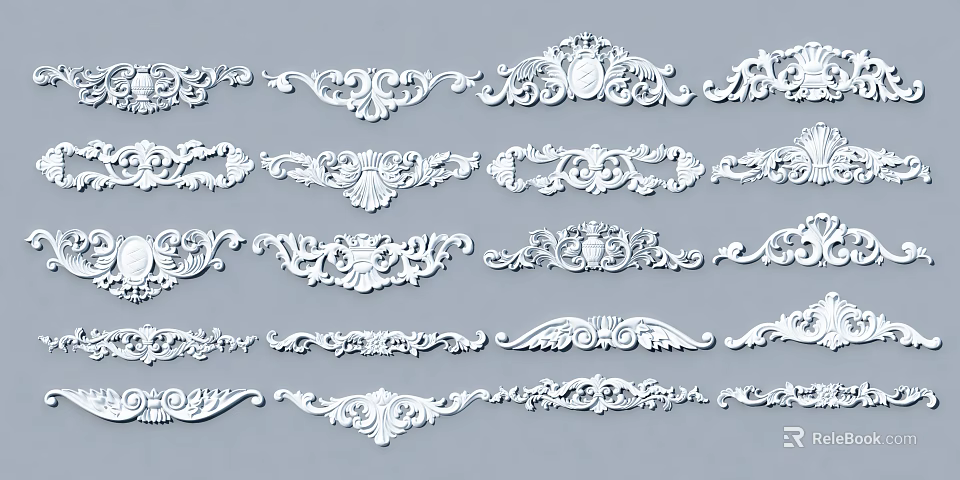 Various Intricate Carved Decorative Patterns For Furniture And Architectural Ornaments 3d model 