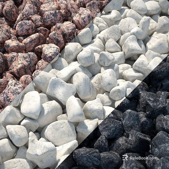 Natural Decorative Stones and Solid Wooden Logs for Garden Landscaping and Home Decor 3d model 