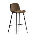 Modern Brown and Black Velvet Bar Stools with Sleek Metal Legs Design
