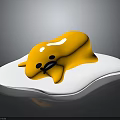 Cute Yellow Animal Character Lying On White Surface With Playful Expression And Soft Texture 3d model
