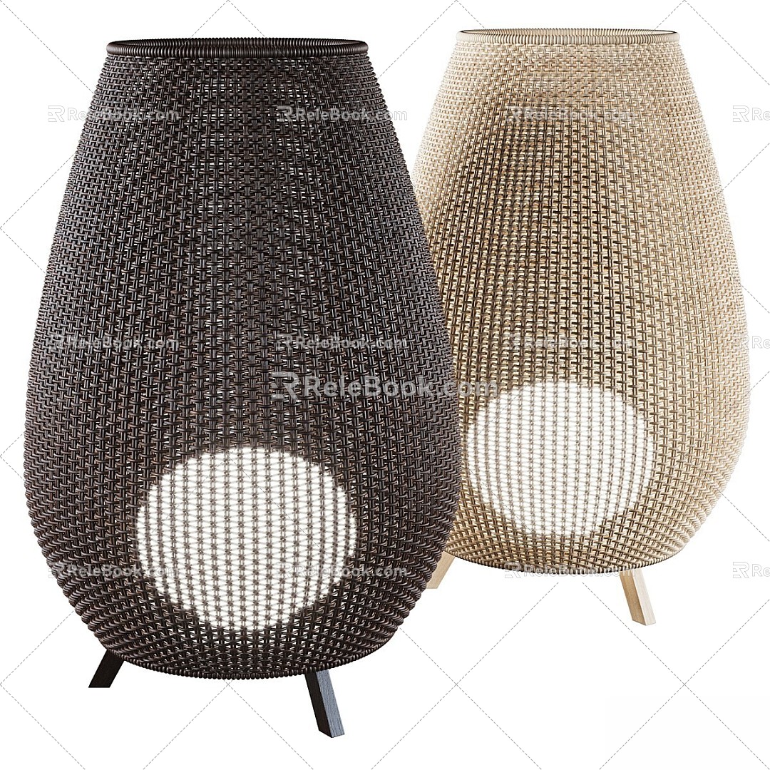 Outdoor Light Light Floor Street Rattan Pottery Pot 3d model