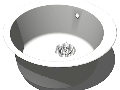 Round Single Bowl Kitchen Sink With Central Drain And Smooth Edge 3d model