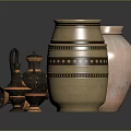 Ancient Ceramic Pottery Collection With Various Shapes And Decorative Patterns 3d model