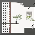 Modern porch partition net red cement brick partition 3d model