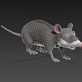 Cute 3D Cartoon Mouse With Gray Body White Belly And Pink Features On Black Background
