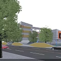 Modern School Building Campus Design With Green Roof Football Field And Running Track