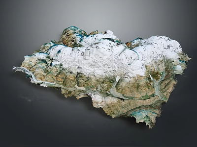 Stunning Natural Mountain Landscape With Snowy Peaks Rocky Terrain And Green Vegetation 3d model