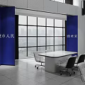 Modern Monitoring Room Interior With Large Screen Control Desks Computers Chairs And Lighting