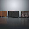 Three Stylish Entryway Side Cabinets With Wooden Black And Distressed Finishes And Drawer Details