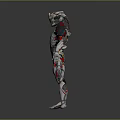 Sci Fi Armored Game Movie Character With Silver Red Black Armor And Detailed Design