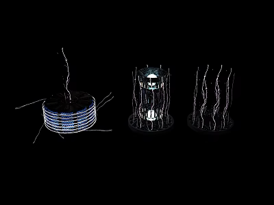Three Different Coiled Winding Hardware Tools with Metal Texture and Regular Structure 3d model