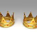 Golden Crown Jewelry With Red And Blue Gemstones And Decorative Edges