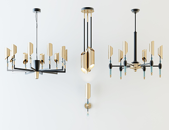 Post-modern lamp combination stylish simple chandelier combination 3d model