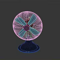 Modern Electric Table Fan With Blue Blades Black Base And Metal Mesh Cover