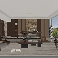 Modern Living Room Interior With Cozy Sofa Built in Bookshelves and Large Windows