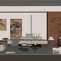 Modern Living Room Interior Design With Sofa Coffee Table Decorative Paintings And Green Plants