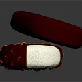 Bitten Chocolate Popsicle With Nut Pieces On Surface And Black Background