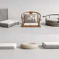 Modern Leisure Chairs With Rattan Wooden Frame Comfortable Cushions And Cozy Footstools For Home Use