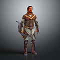 Human Male Warrior Character In Medieval Decorative Armor Holding Bow And Arrow 3d model