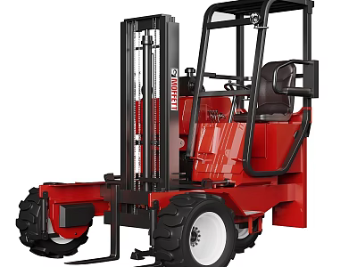 Red Industrial Forklift with Black Frame and Large Wheels for Heavy Duty Material Handling 3d model