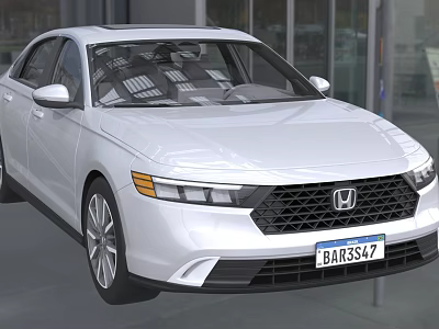 White Honda Sedan Showroom Display With Sleek Front Design And Alloy Wheels 3d model