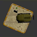 Green Tracked Vehicle Model With Number 317 Logo On Orange Sand Base And Red Flag