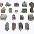 Various Styles Detached House Miniature Models With Different Roof And Window Designs