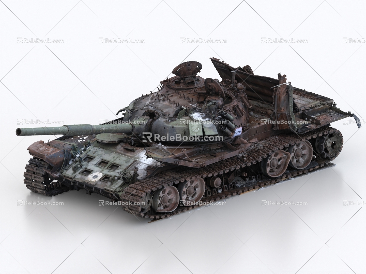 Tank wreck destroyed tank scrapped 3d model