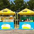 CHANCE Brand Yellow Tents Outdoor Drink Stalls With Blue Displays And Posters