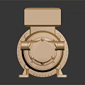 Golden Industrial Pump Motor With Shiny Metallic Texture And Detailed Components