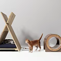 Stylish Cat Furniture Set Teepee Bed Circular Tunnel And Playful Cats