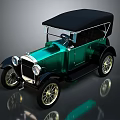 Green Vintage Car With Black Top Shiny Body And Classic Retro Design