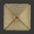 Thatch Roof Pavilion With Wooden Table Chairs And White Curtains