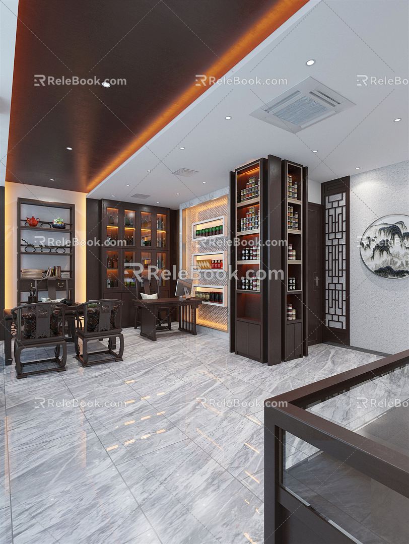 New Chinese Tobacco Hotel Tea Wine Store 3d model