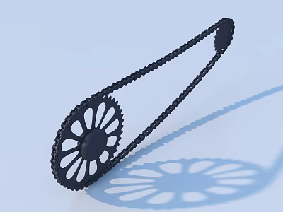 Mechanical Gear And Chain System In 3D Render With Detailed Structure 3d model