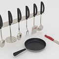 Stainless Steel Kitchen Utensils Set With Hanging Rack Frying Pan And Knife