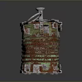 Rusted Cylindrical Weapon With Green Red Rust Metal Bolts And Top Valve