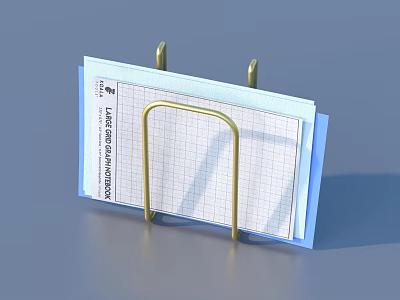 Golden Metal Stand With Grid Notepad For Daily Desk Organization 3d model