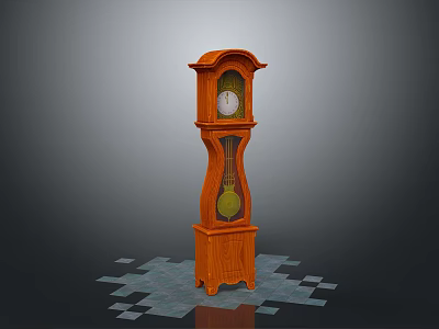 Classic Wooden Grandfather Clock As Home Decor With Elegant Design And Pendulum 3d model