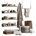Bathroom Washing Daily Essentials With Storage Towels Robe And Basket