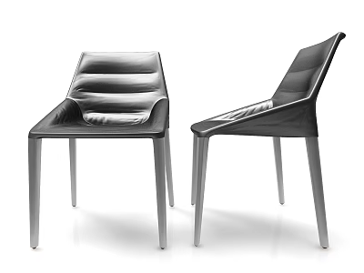 Modern Leisure Chairs with Streamlined Leather Backrest and Sleek Metal Legs Design 3d model