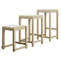 Minimalist Wooden Bar Stools In Different Heights With Brown Beige Color Options