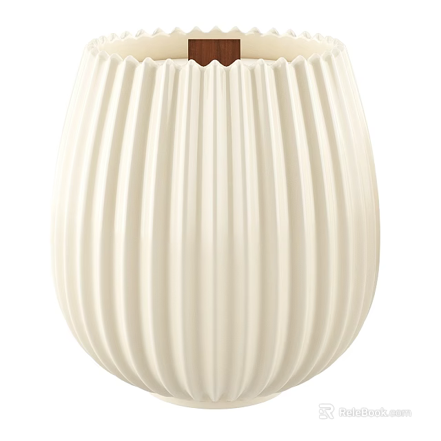 Minimalist White Ribbed Ceramic Vase With Smooth Surface For Home Decor 3d model