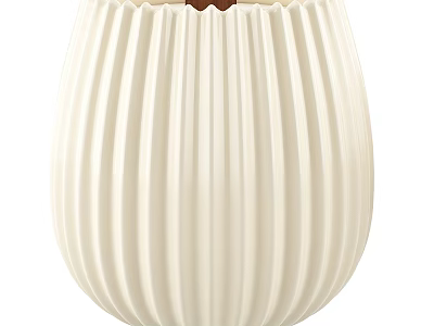 Minimalist White Ribbed Ceramic Vase With Smooth Surface For Home Decor 3d model
