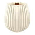 Minimalist White Ribbed Ceramic Vase With Smooth Surface For Home Decor 3d model