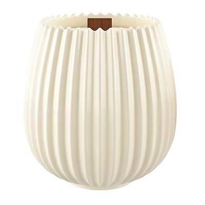 Minimalist White Ribbed Ceramic Vase With Smooth Surface For Home Decor 3d model